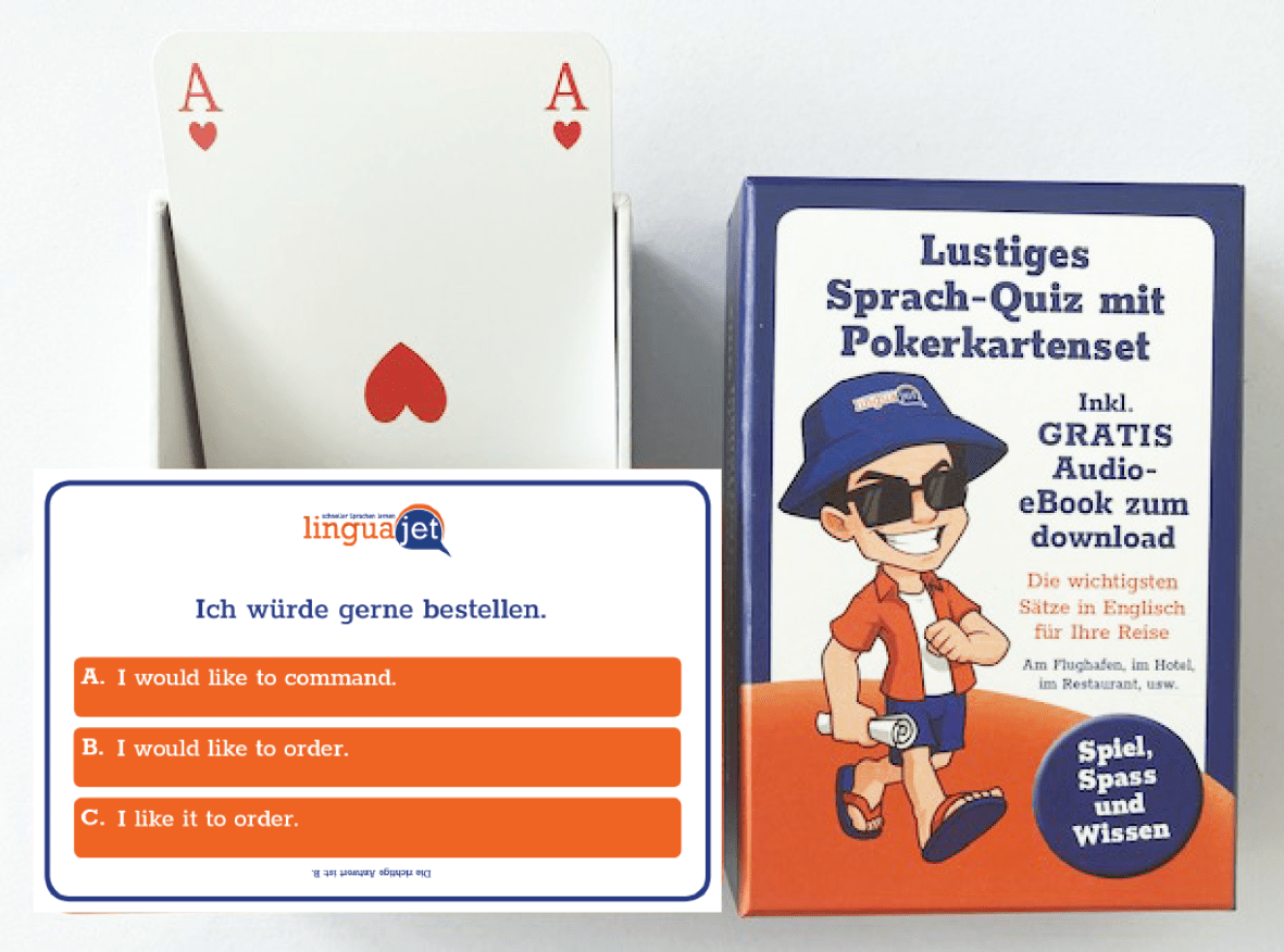 Sprachquiz Englisch mit Pokerkartenset - Linguajet