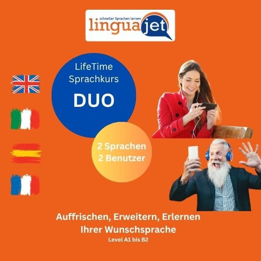 Linguajet DUO LIFETIME - SOMMERAKTION - Lebenslange Nutzung der Sprachlernplattform - Linguajet