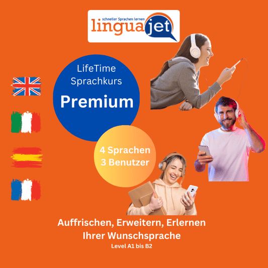 Linguajet PREMIUM LIFETIME - Lebenslange PREMIUM Nutzung der Sprachlernplattform - Linguajet