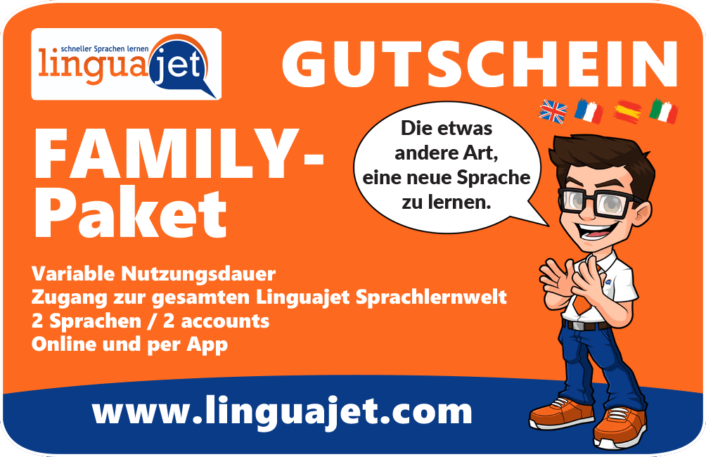 Wertgutschein Family | 2 Sprachen + 2 Accounts - Linguajet