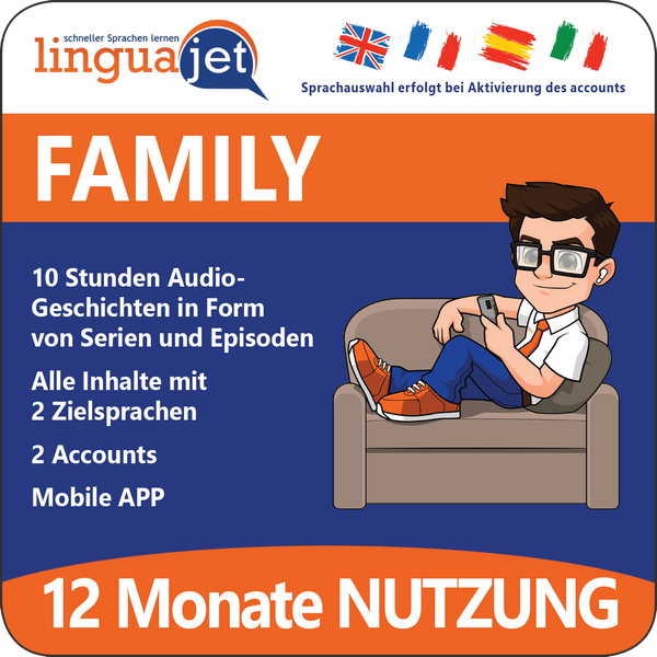 Linguajet FAMILY - 12 Monate Nutzung der Sprachlernplattform